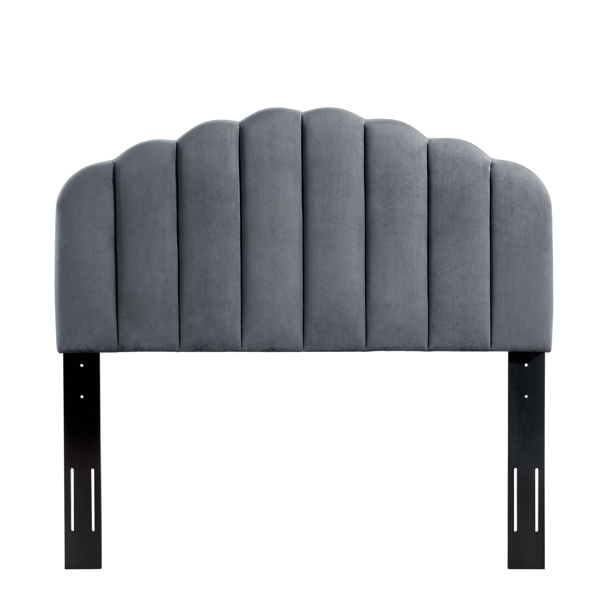 Veronique Performance Velvet Twin Headboard - Charcoal