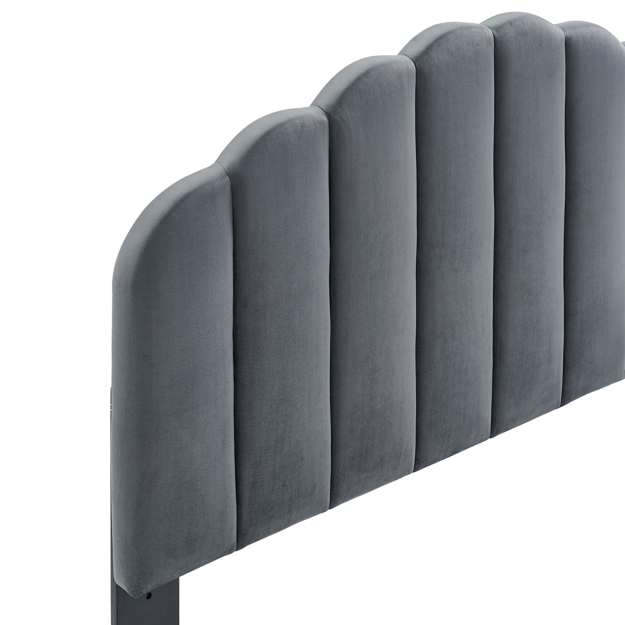 Veronique Performance Velvet Twin Headboard - Charcoal