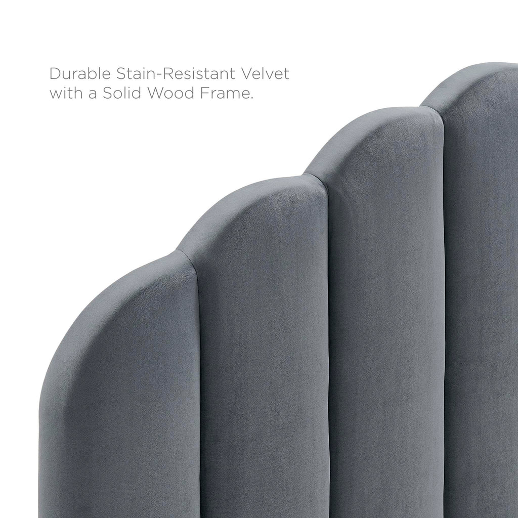 Veronique Performance Velvet Twin Headboard - Charcoal