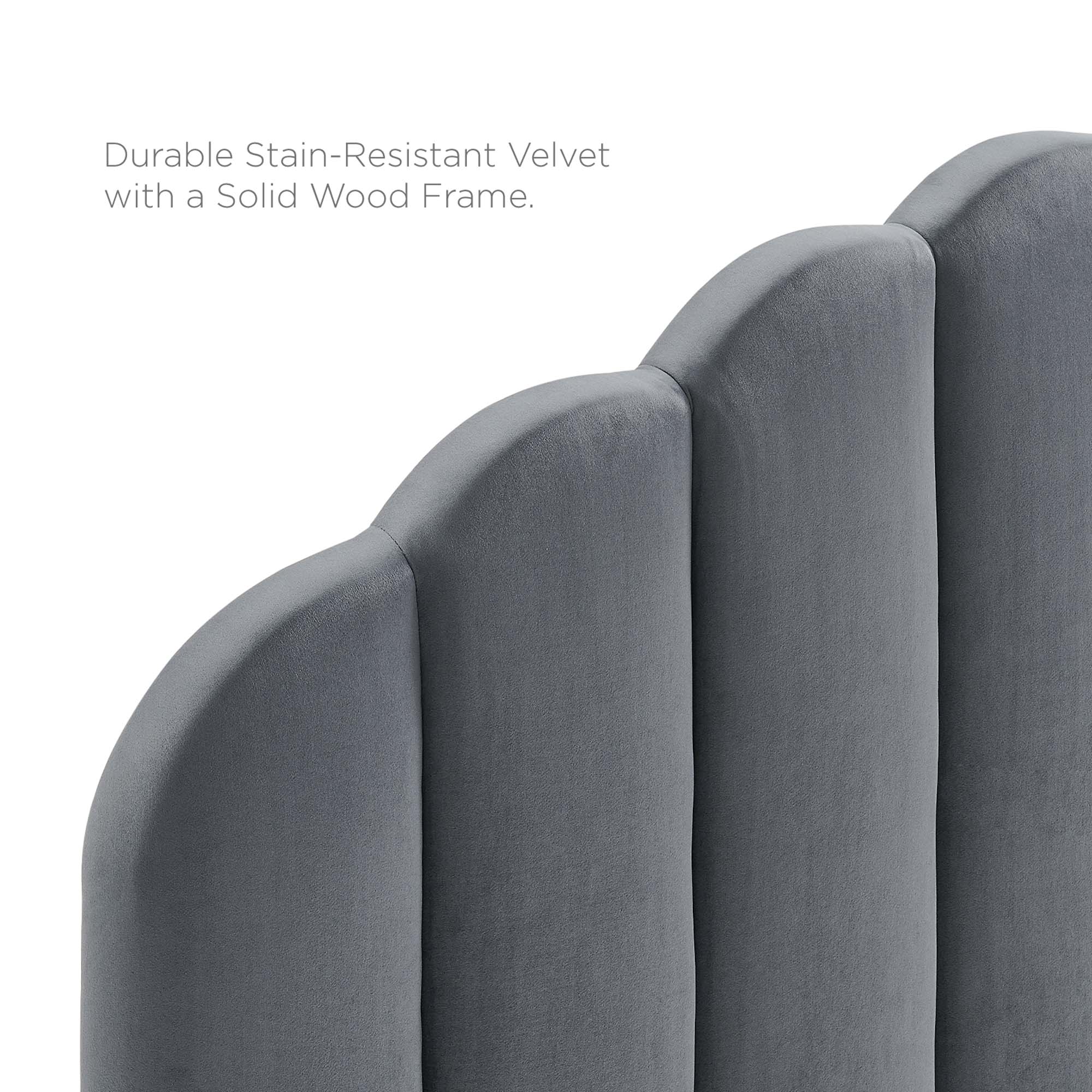 Veronique Performance Velvet Twin Headboard - Charcoal