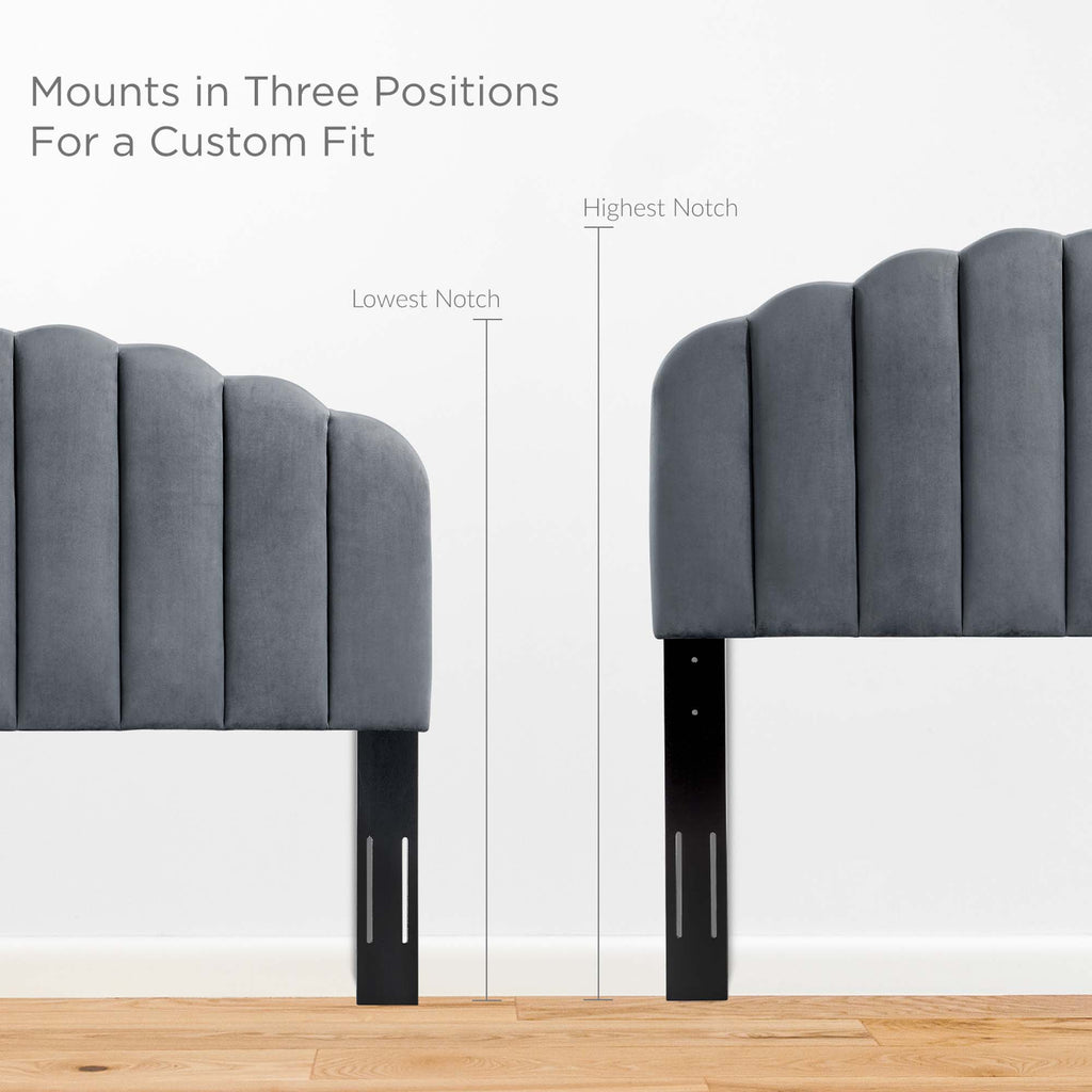 Veronique Performance Velvet Twin Headboard - Charcoal
