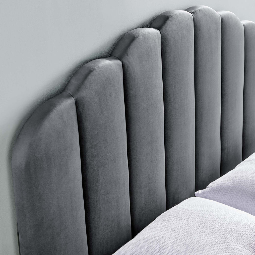 Veronique Performance Velvet Twin Headboard - Charcoal