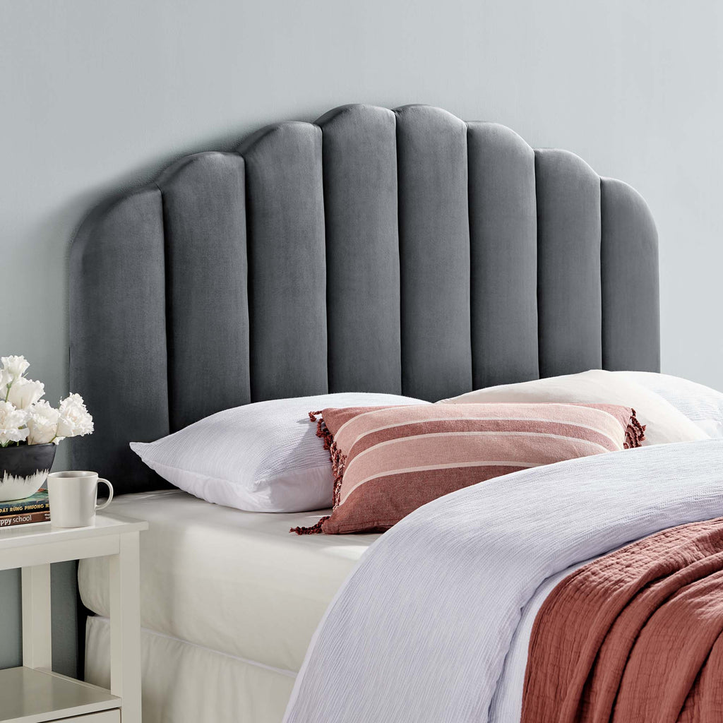 Veronique Performance Velvet Twin Headboard - Charcoal