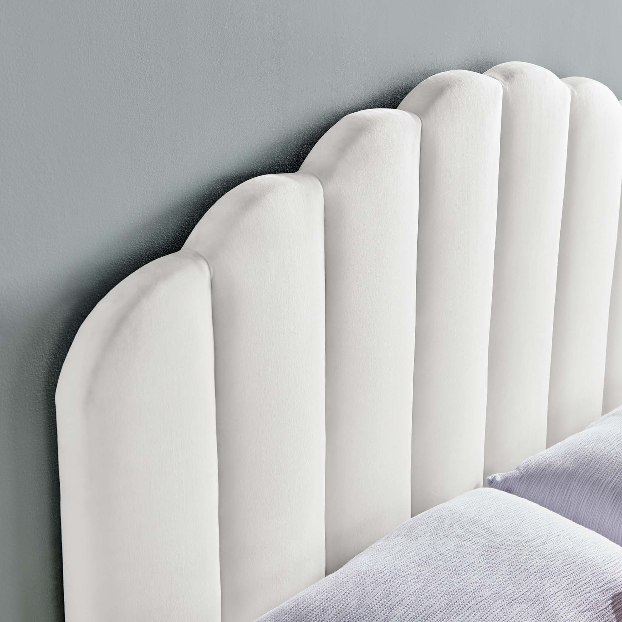 Veronique Performance Velvet Twin Headboard - White