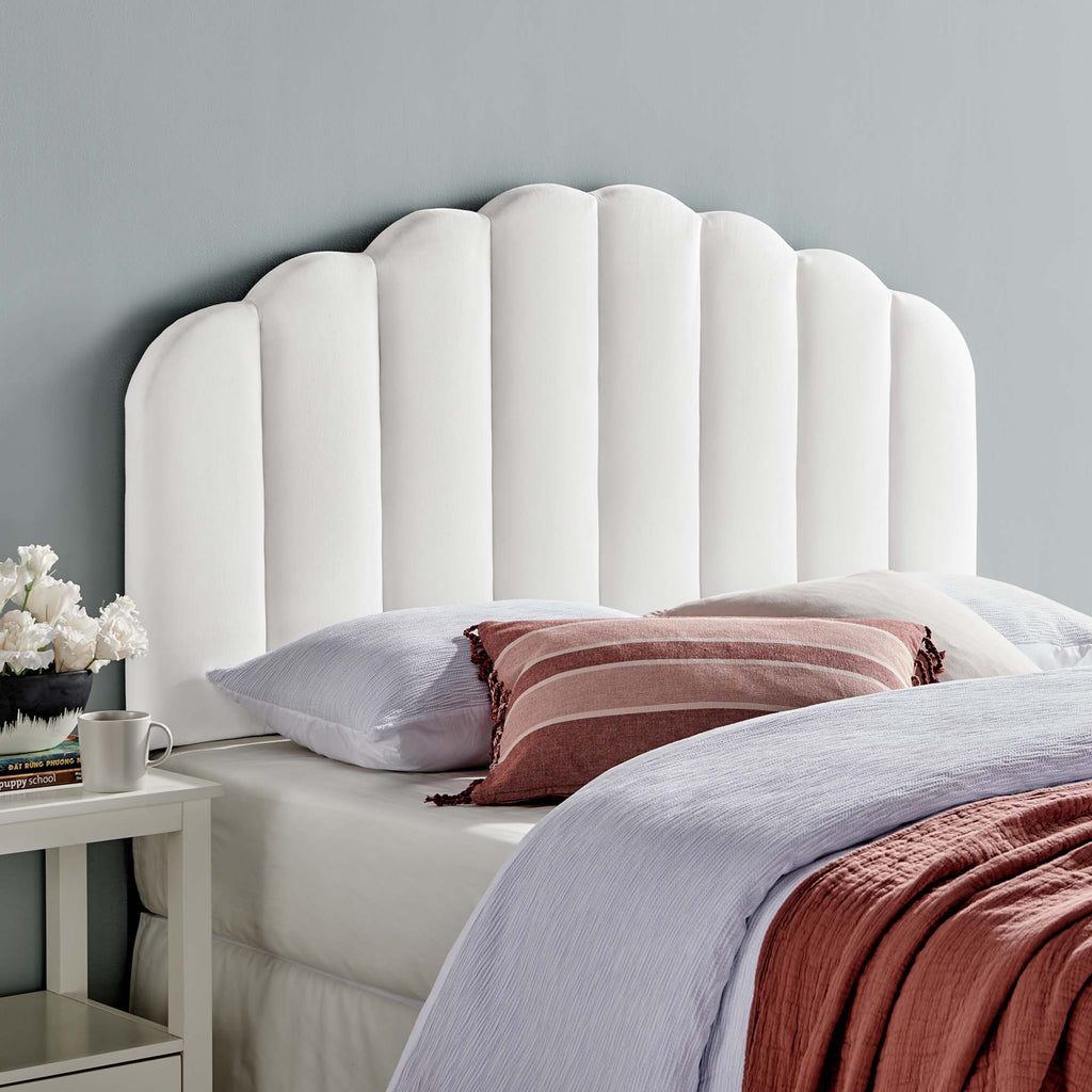 Veronique Performance Velvet Twin Headboard - White