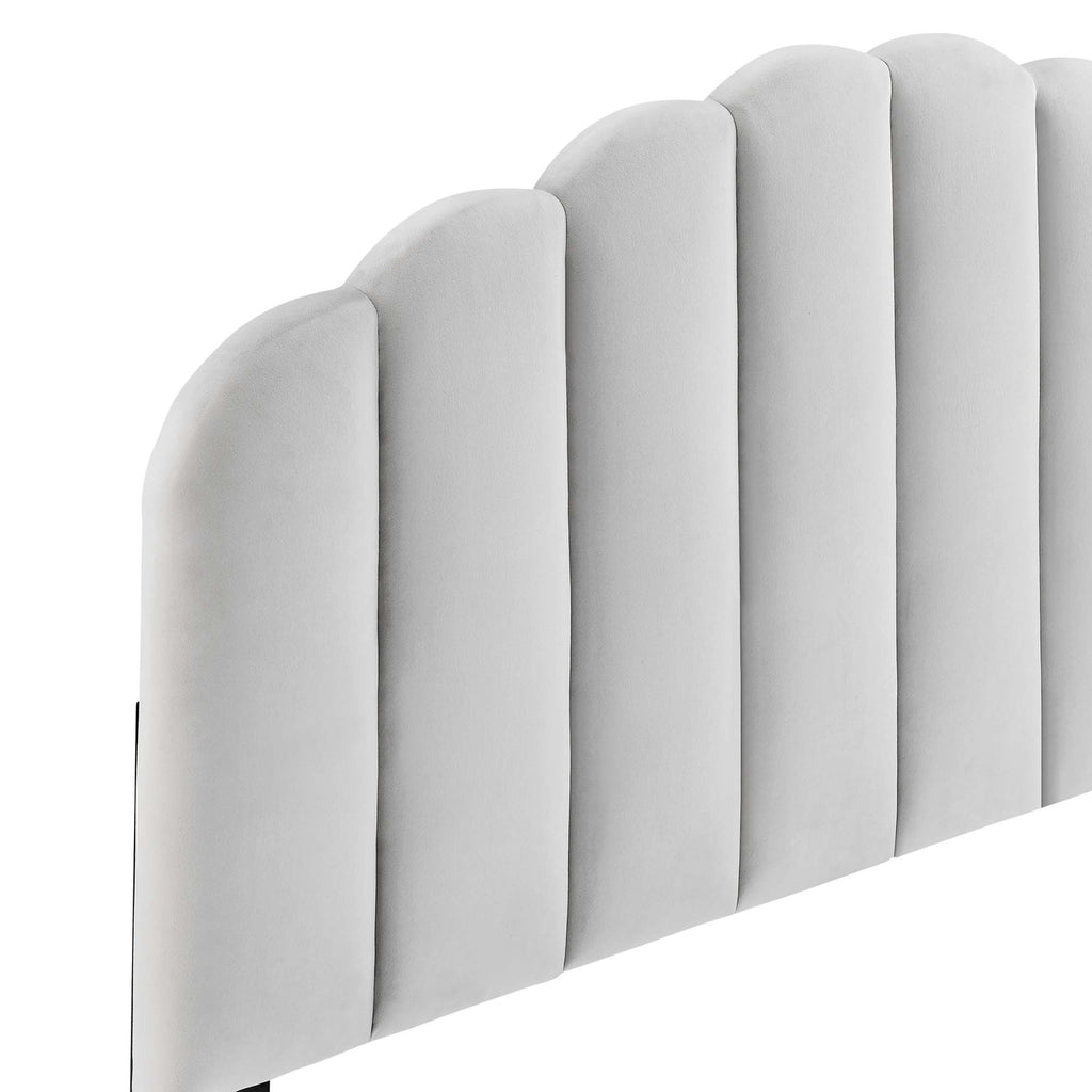 Veronique Performance Velvet Full/Queen Headboard - Light Gray