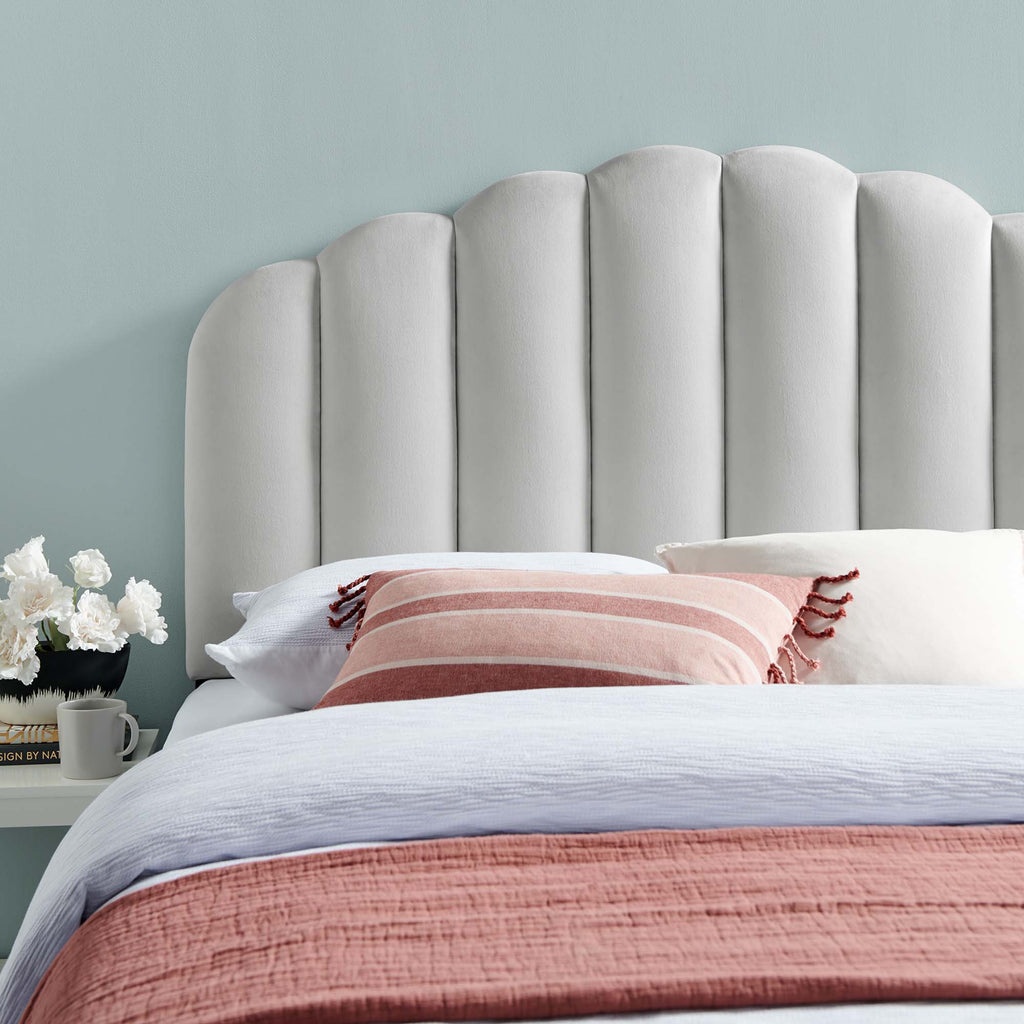 Veronique Performance Velvet Full/Queen Headboard - Light Gray