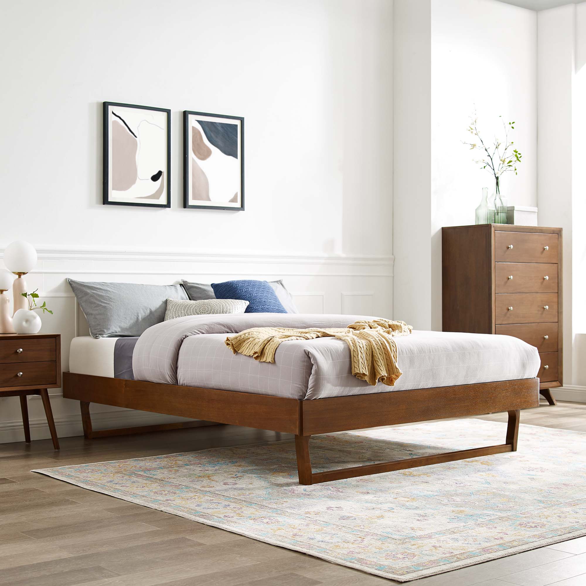 Billie Wood Twin Platform Bed Frame - Walnut