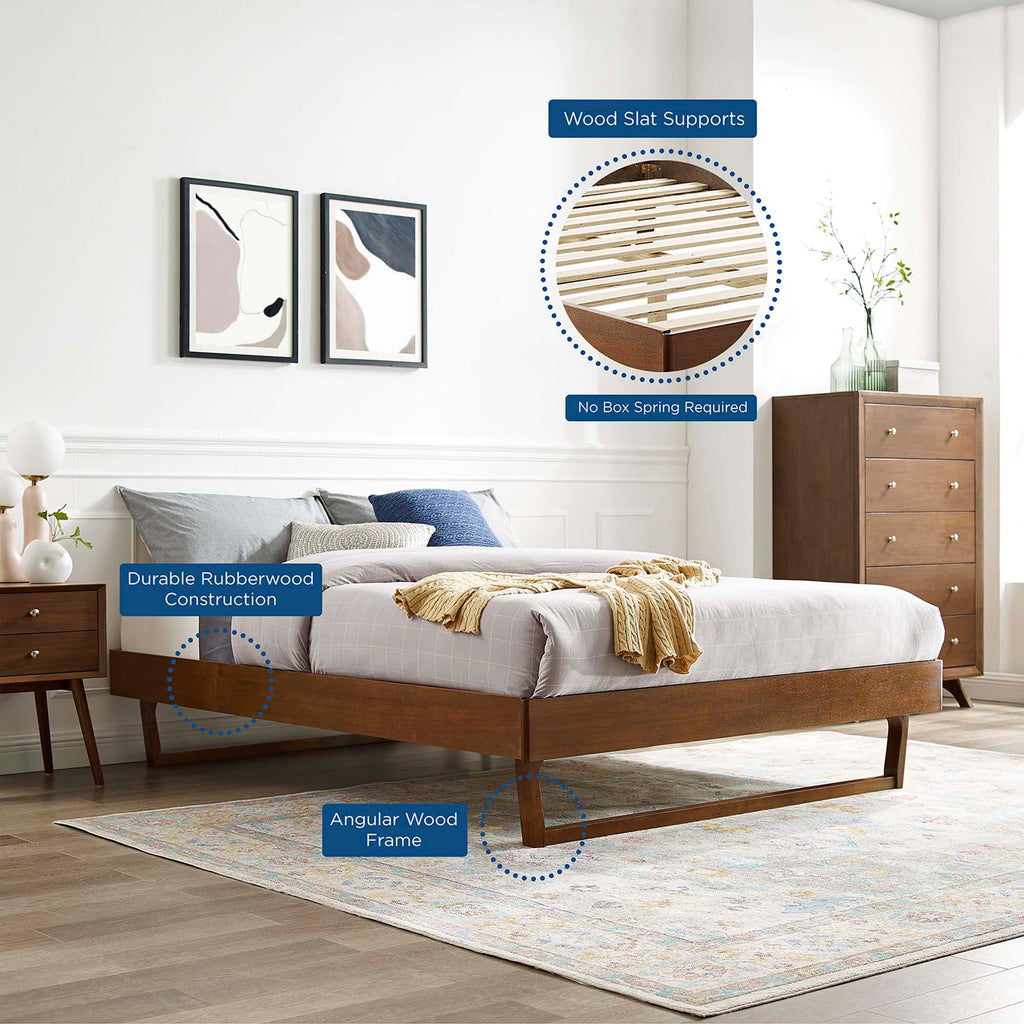 Billie Wood King Platform Bed Frame - Walnut