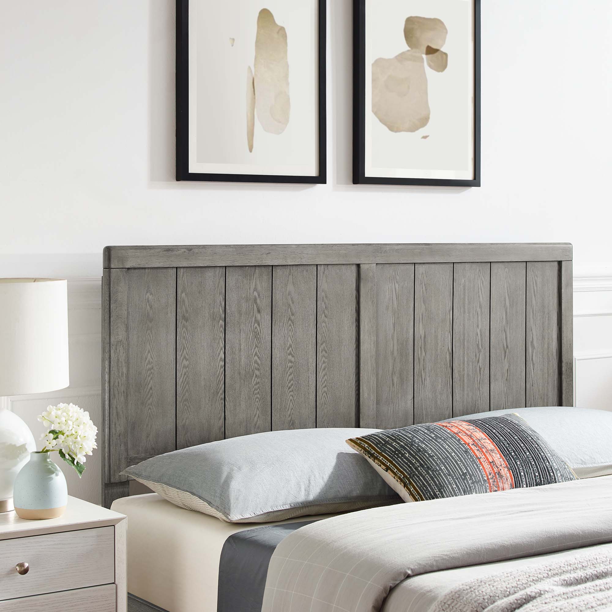 Robbie Wood Full Headboard - Gray