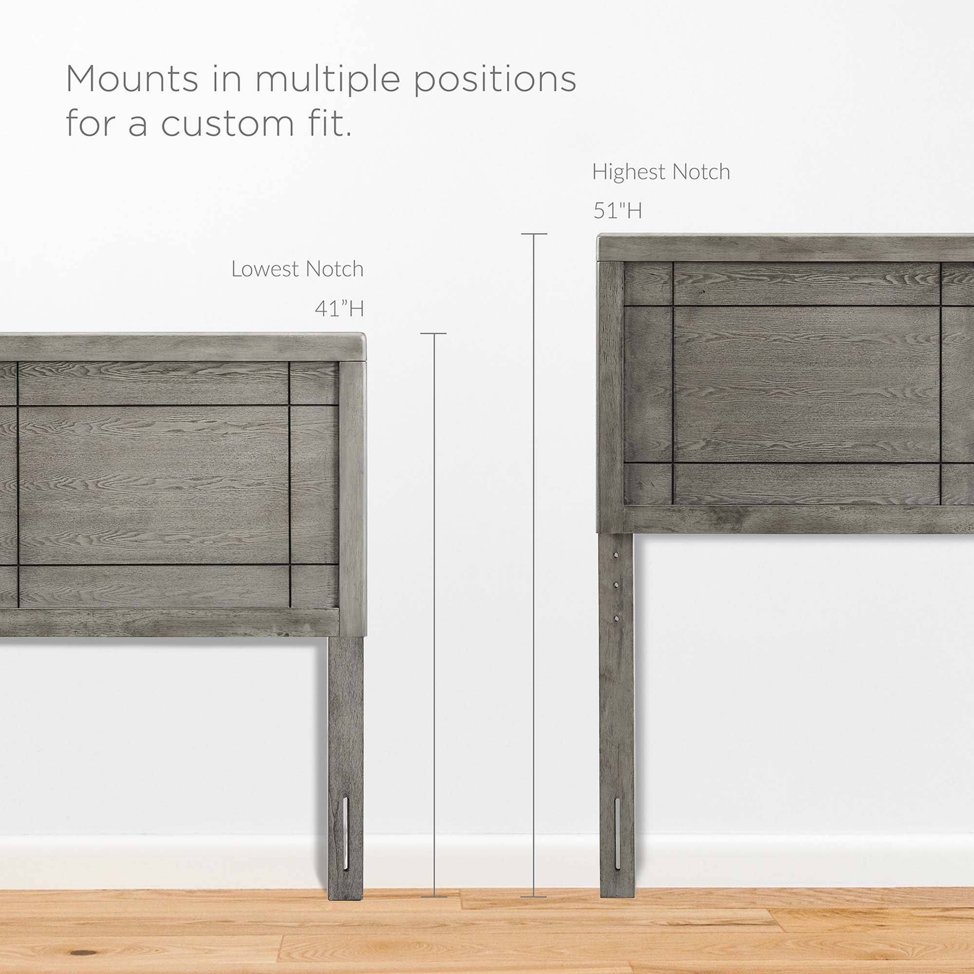 Archie Wood Full Headboard - Gray