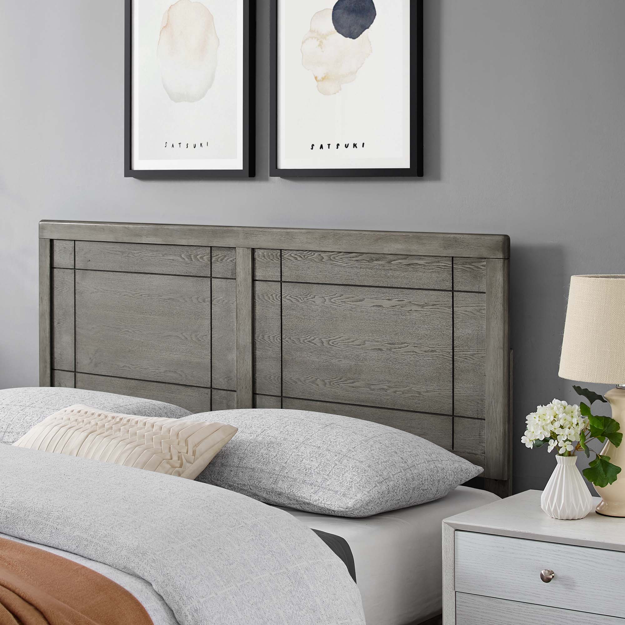Archie Wood Queen Headboard - Gray