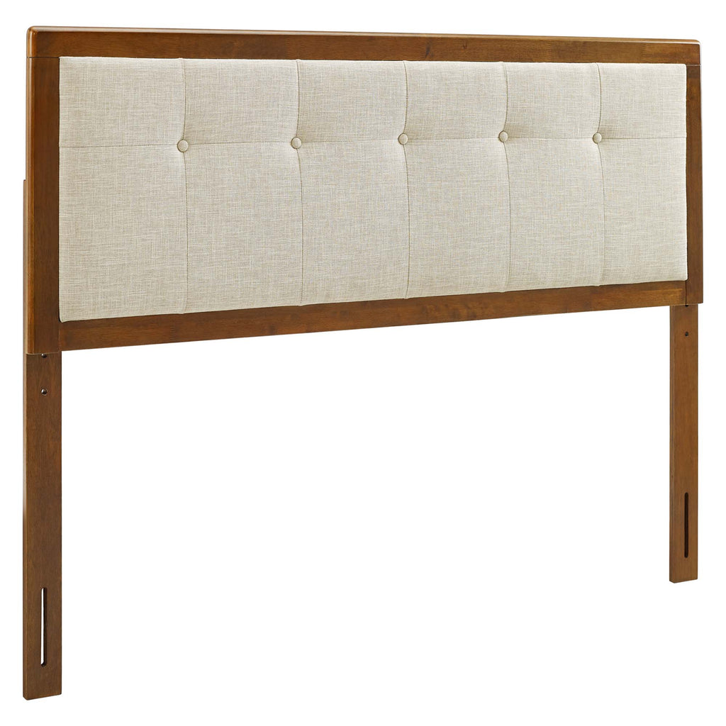 Draper Tufted Fabric and Wood Full Headboard - Walnut Beige