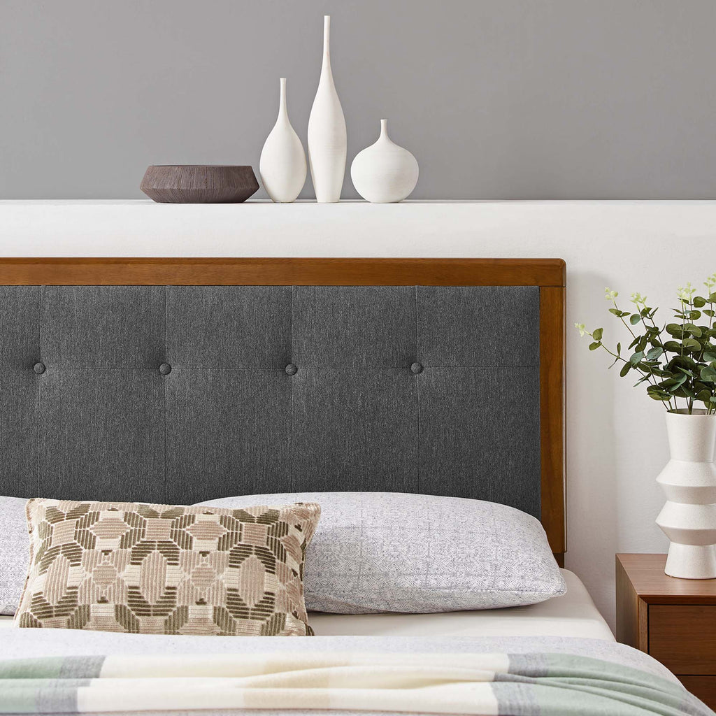 Draper Tufted Fabric and Wood Full Headboard - Walnut Charcoal