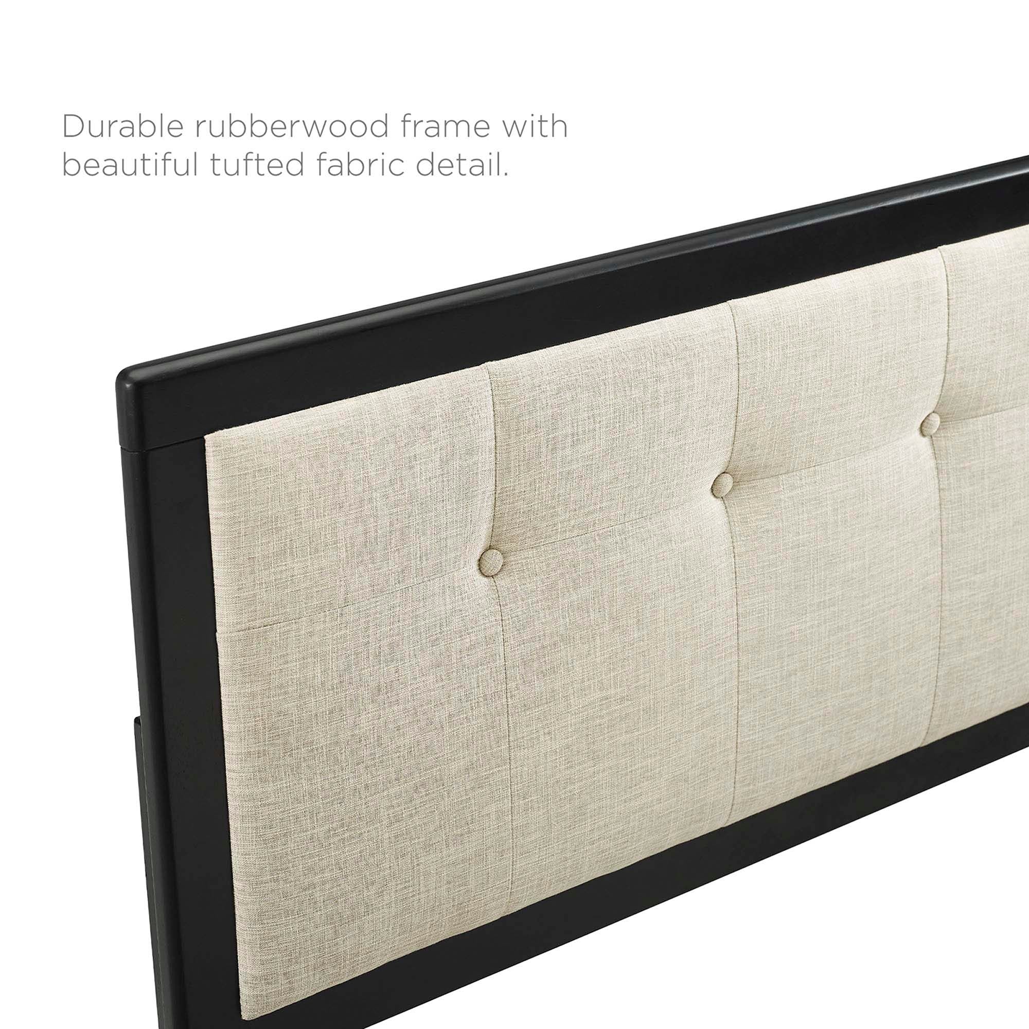 Draper Tufted Fabric and Wood Queen Headboard - Black Beige