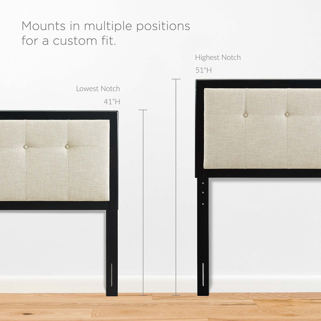 Draper Tufted Fabric and Wood Queen Headboard - Black Beige