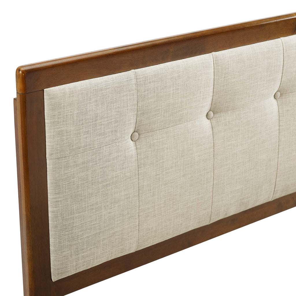 Draper Tufted Fabric and Wood Queen Headboard - Walnut Beige