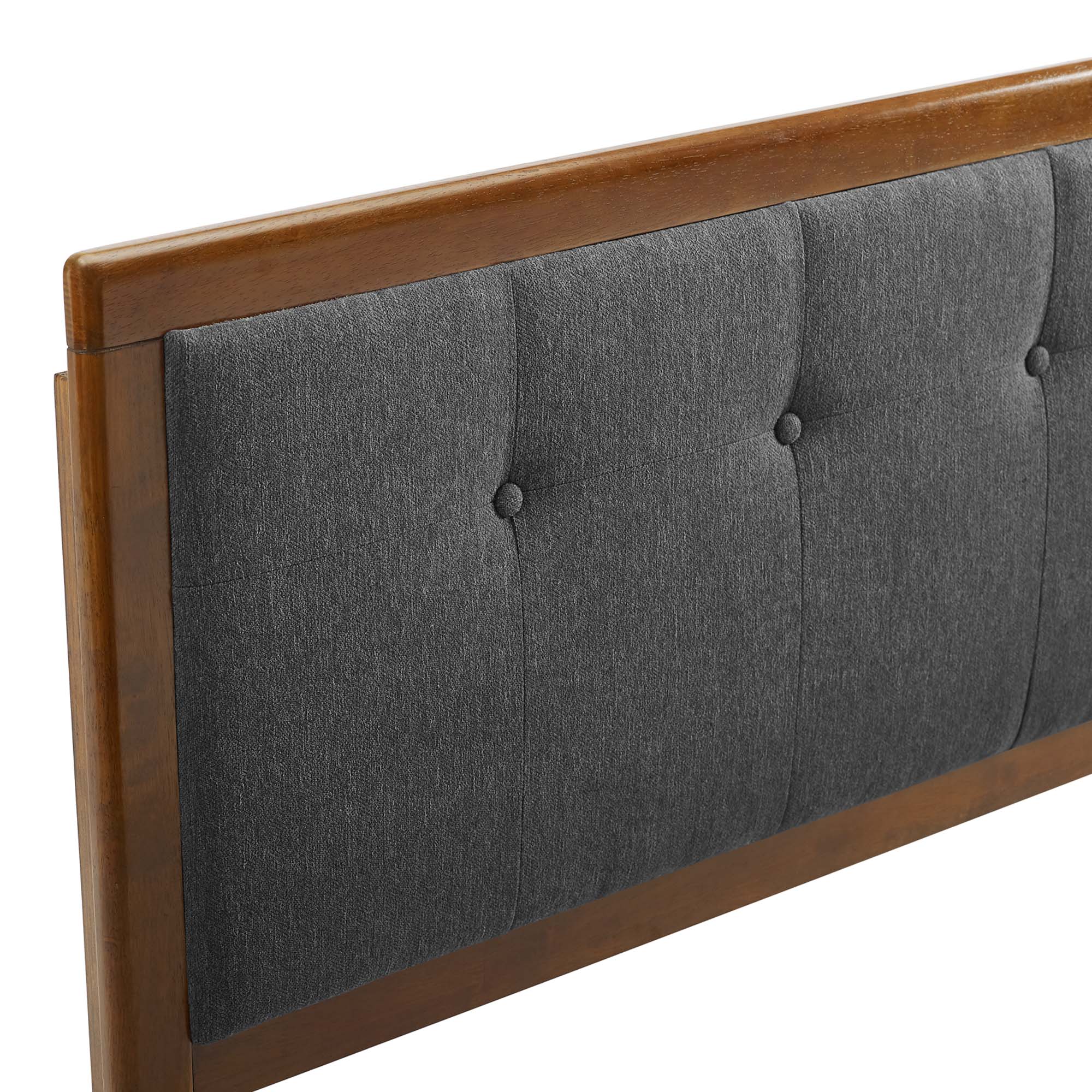 Draper Tufted Fabric and Wood Queen Headboard - Walnut Charcoal