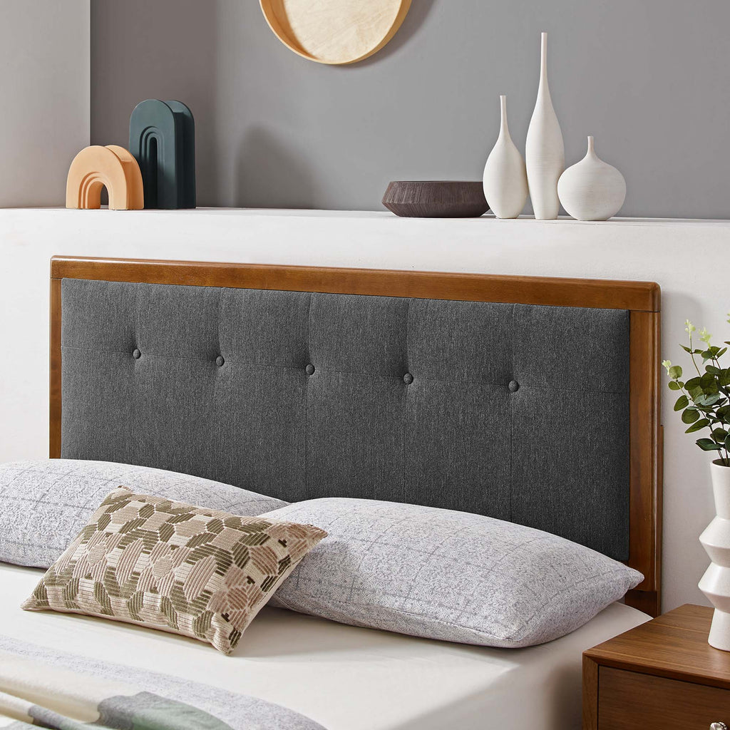 Draper Tufted Fabric and Wood Queen Headboard - Walnut Charcoal