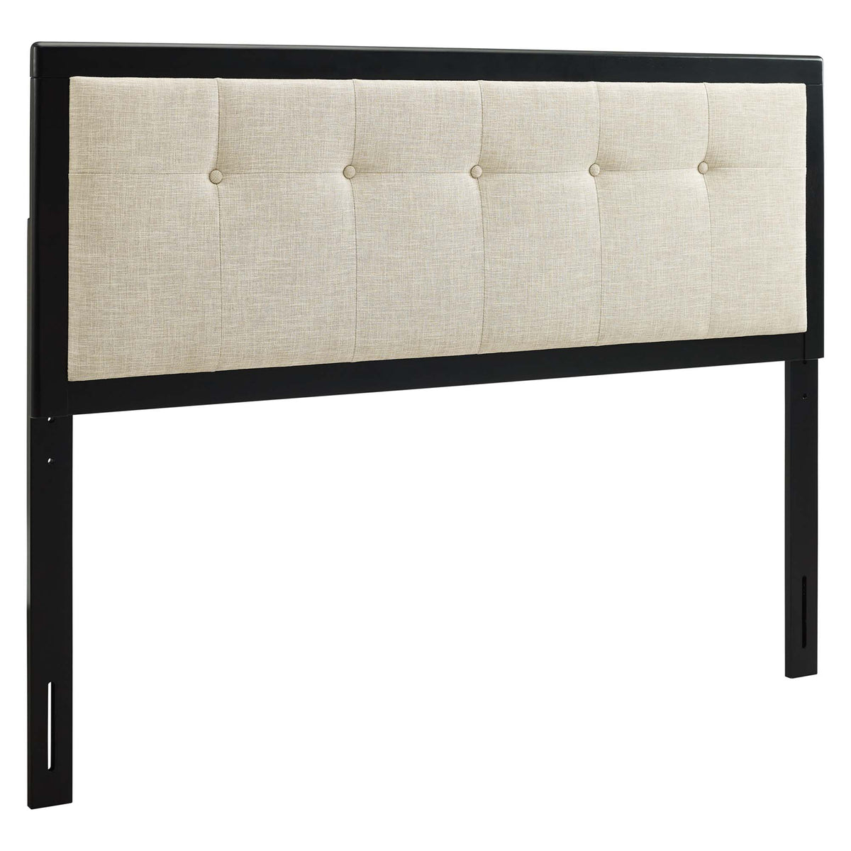 Draper Tufted Fabric and Wood King Headboard - Black Beige