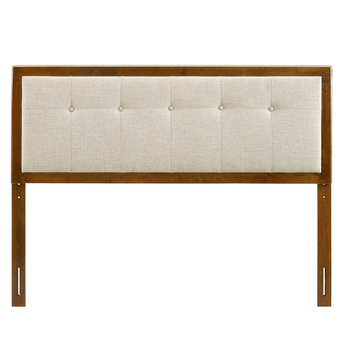 Draper Tufted Fabric and Wood King Headboard - Walnut Beige