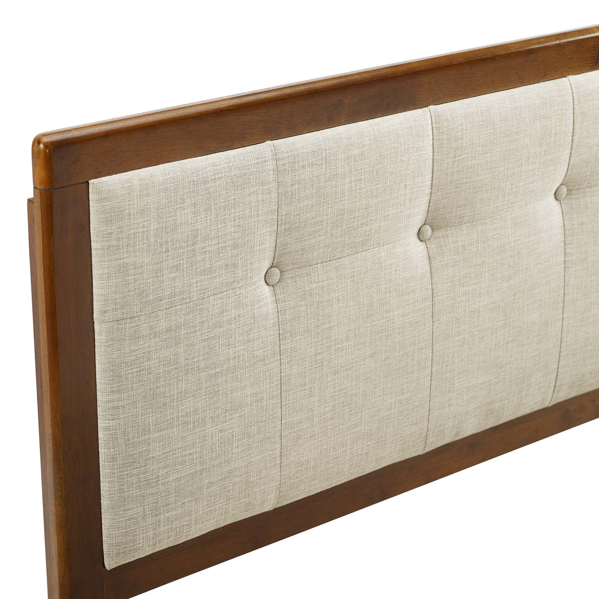 Draper Tufted Fabric and Wood King Headboard - Walnut Beige