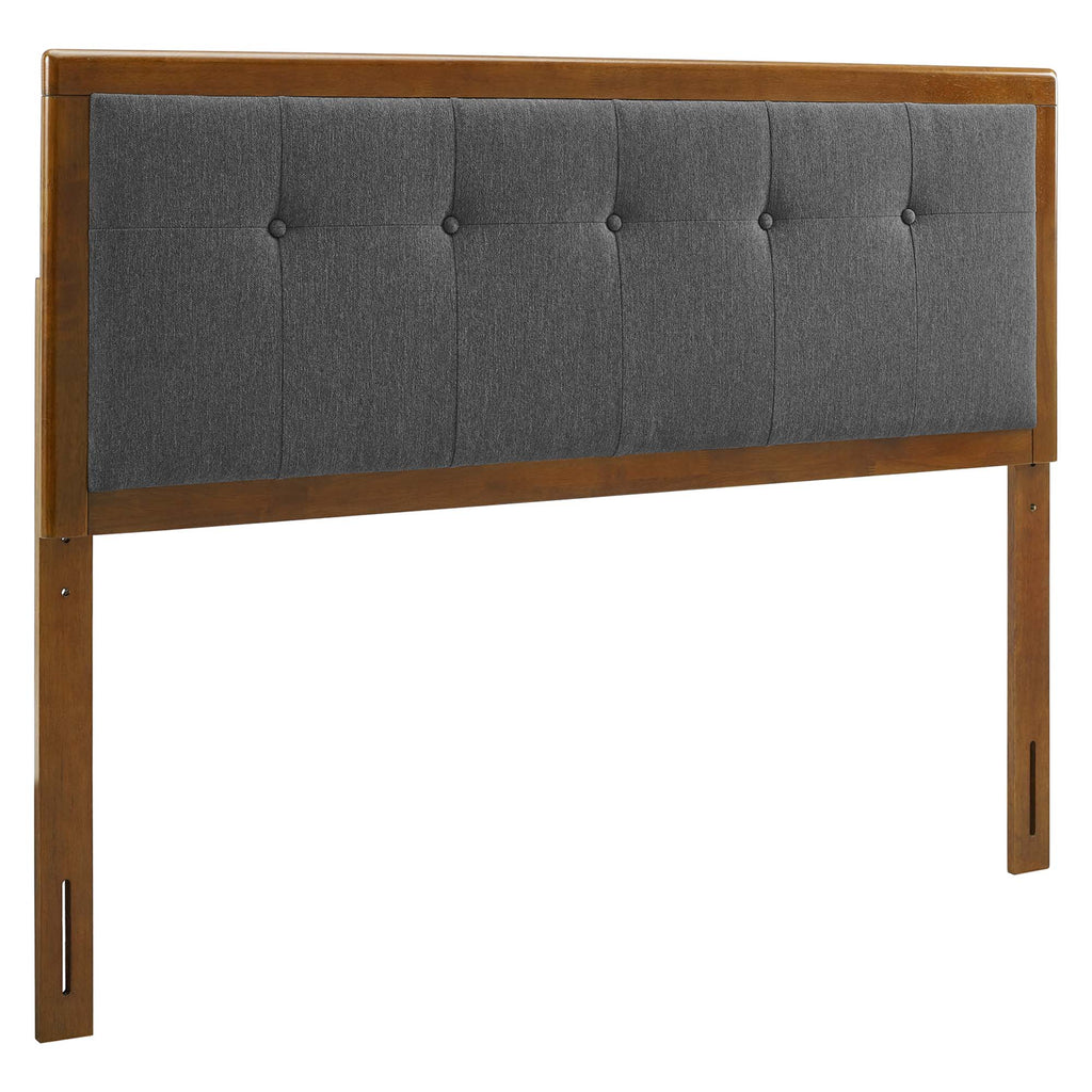 Draper Tufted Fabric and Wood King Headboard - Walnut Charcoal