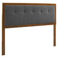 Draper Tufted Fabric and Wood King Headboard - Walnut Charcoal
