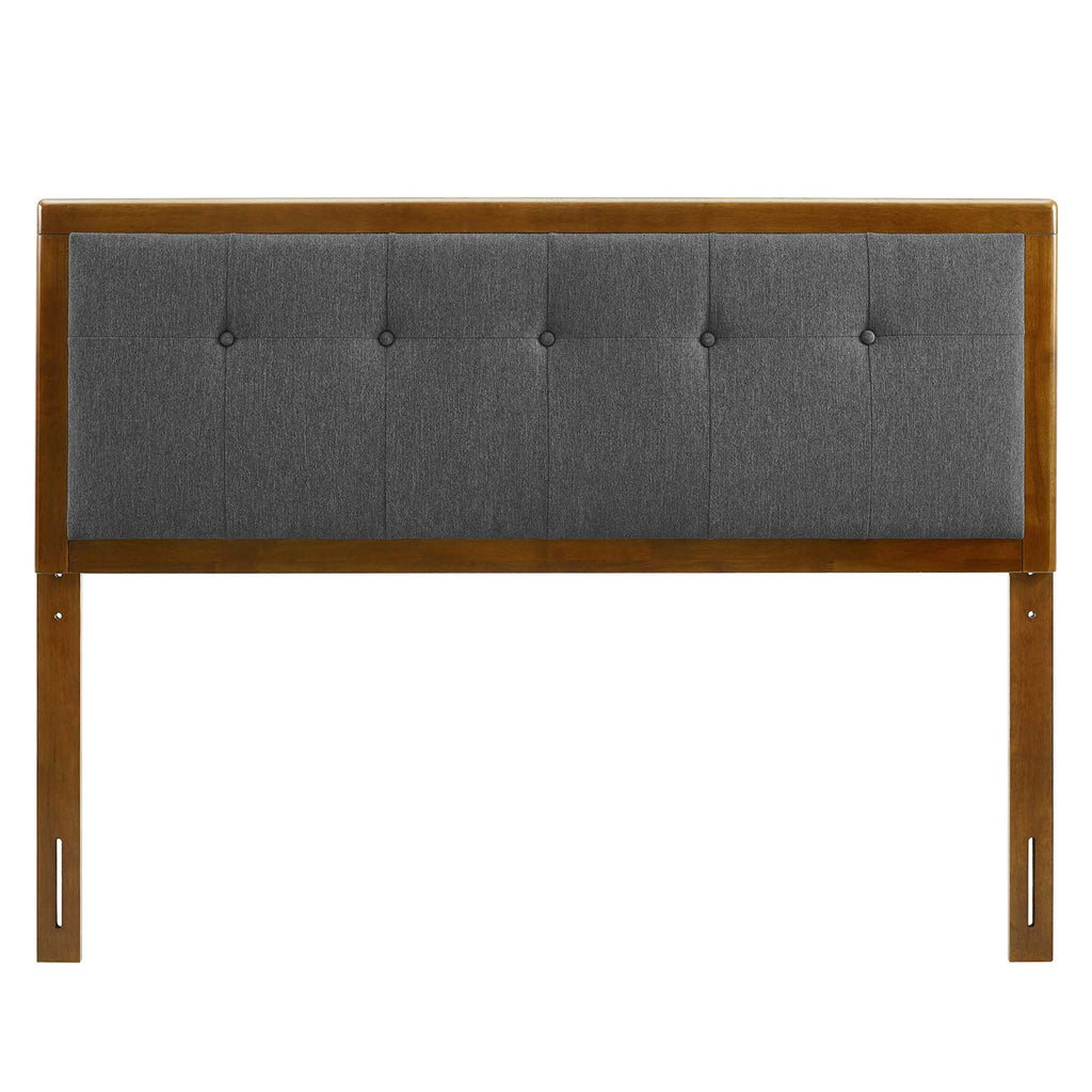 Draper Tufted Fabric and Wood King Headboard - Walnut Charcoal