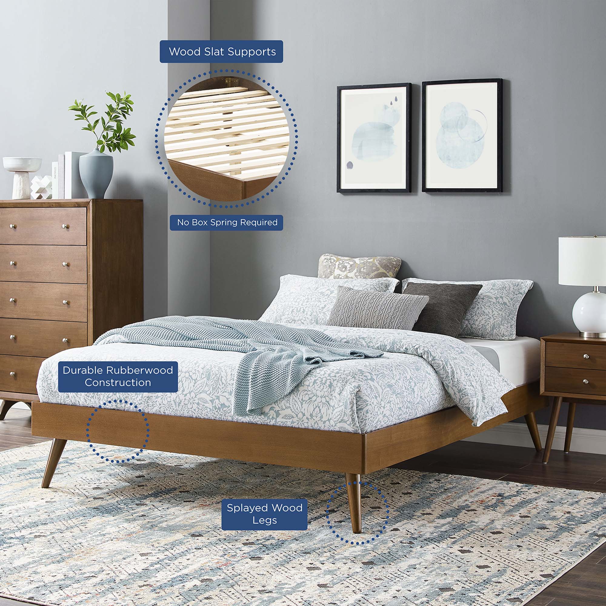 Margo Wood Twin Platform Bed Frame - Walnut