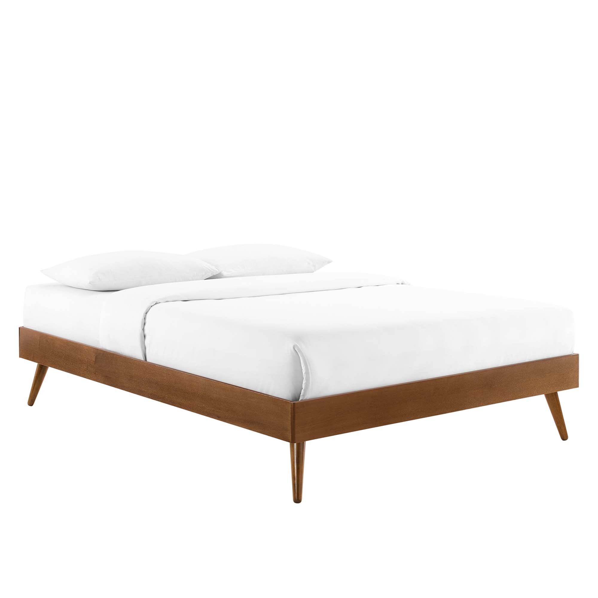Willow Wood Full Platform Bed With Splayed Legs - Walnut Charcoal