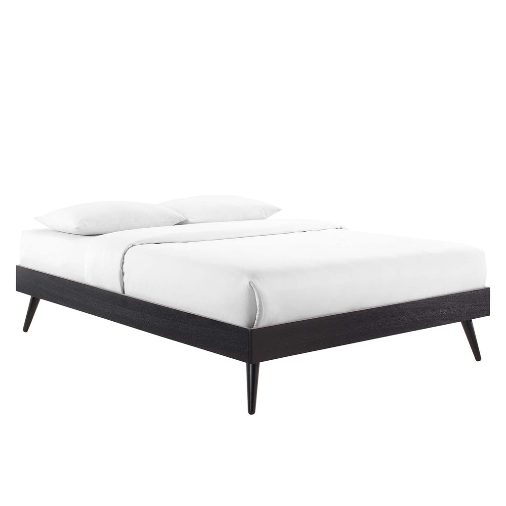 Bridgette Wood Queen Platform Bed With Splayed Legs - Black Beige