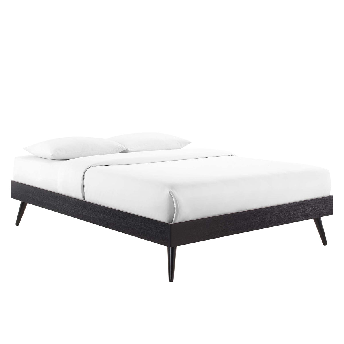 Bridgette Wood Queen Platform Bed With Splayed Legs - Black Beige