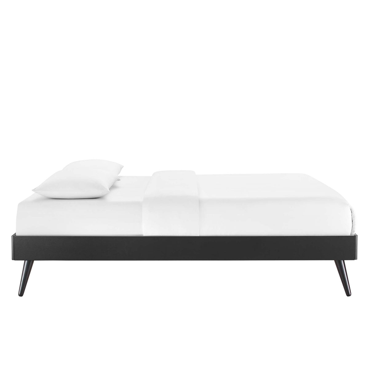 Bridgette Wood Queen Platform Bed With Splayed Legs - Black Beige