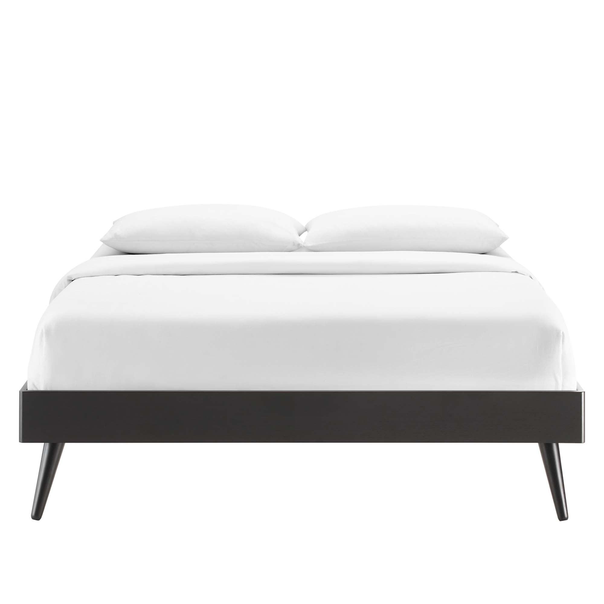 Bridgette Wood Queen Platform Bed With Splayed Legs - Black Beige