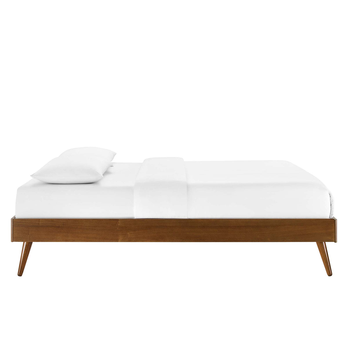 Bridgette Wood Queen Platform Bed With Splayed Legs - Walnut Beige