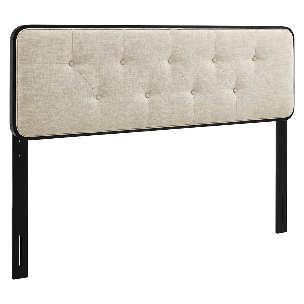 Collins Tufted Fabric and Wood Full Headboard - Black Beige