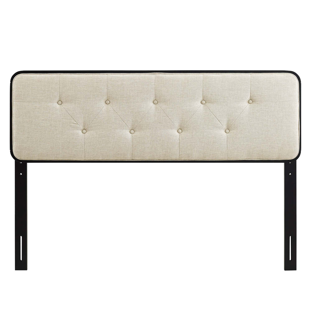 Collins Tufted Fabric and Wood Full Headboard - Black Beige