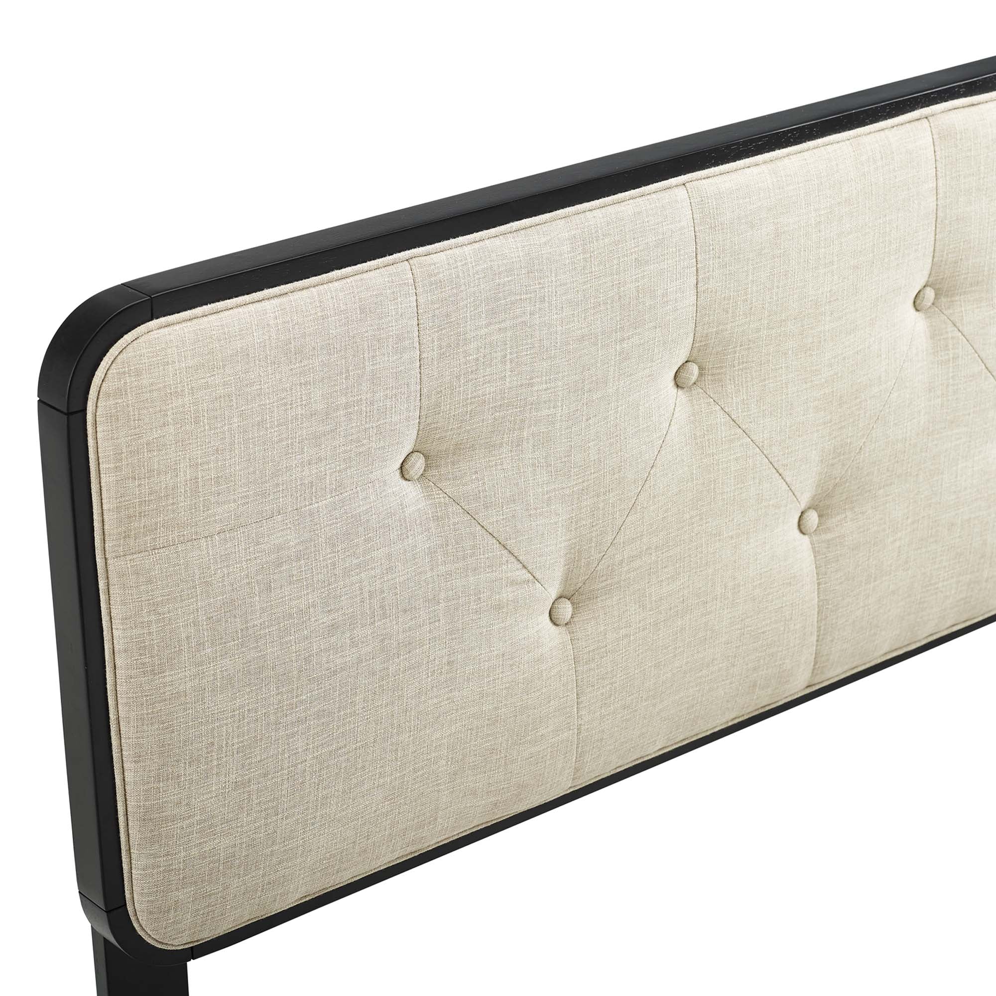 Collins Tufted Fabric and Wood Full Headboard - Black Beige