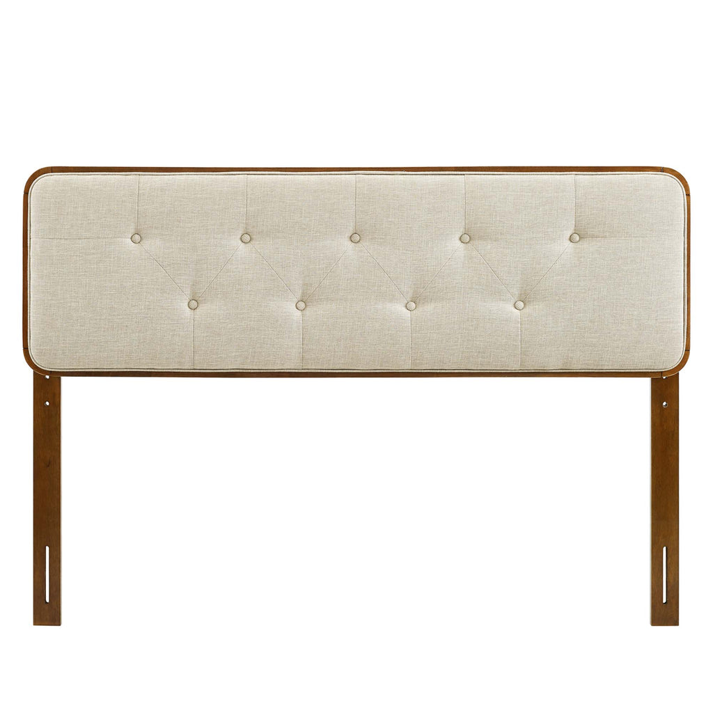 Collins Tufted Fabric and Wood Full Headboard - Walnut Beige