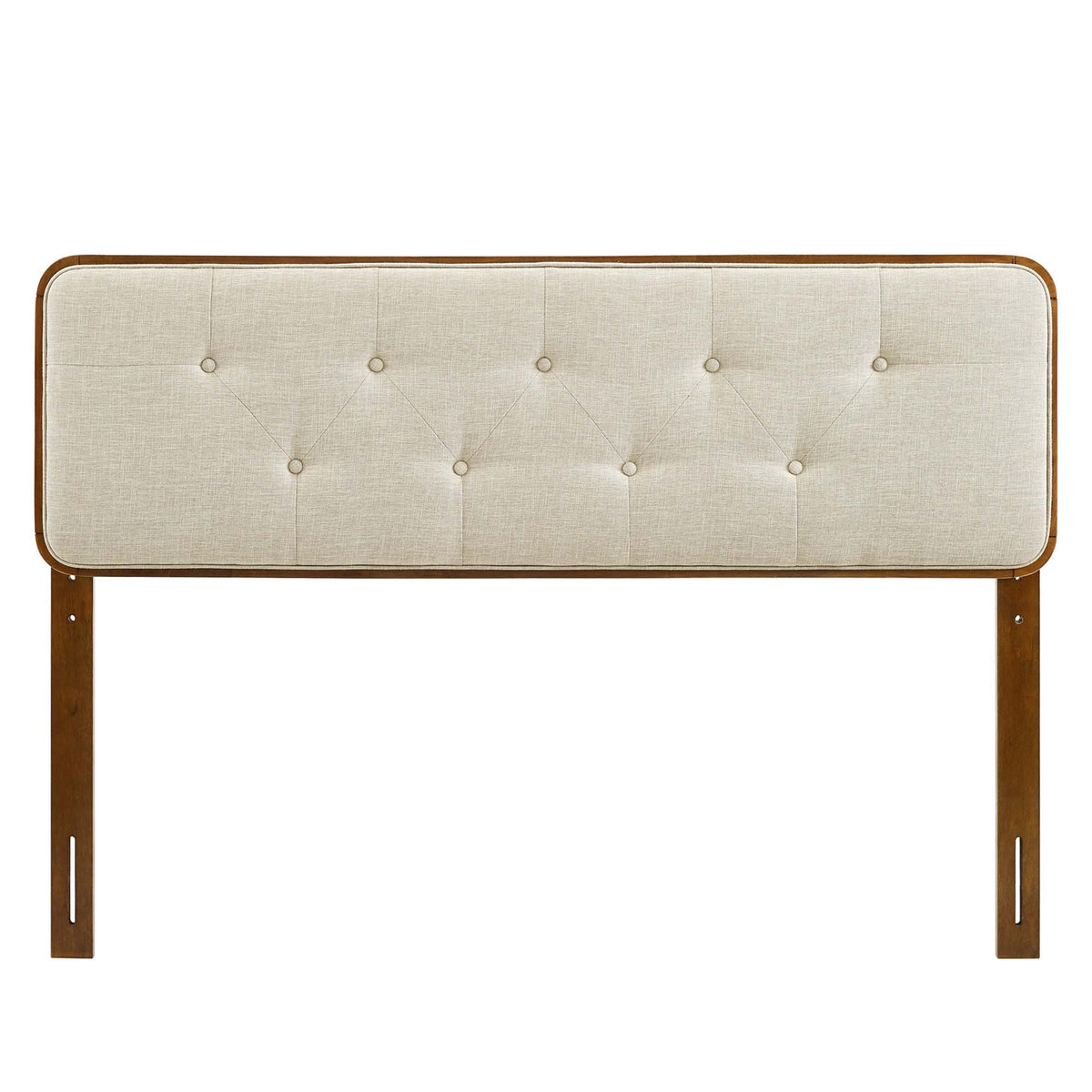 Collins Tufted Fabric and Wood Full Headboard - Walnut Beige
