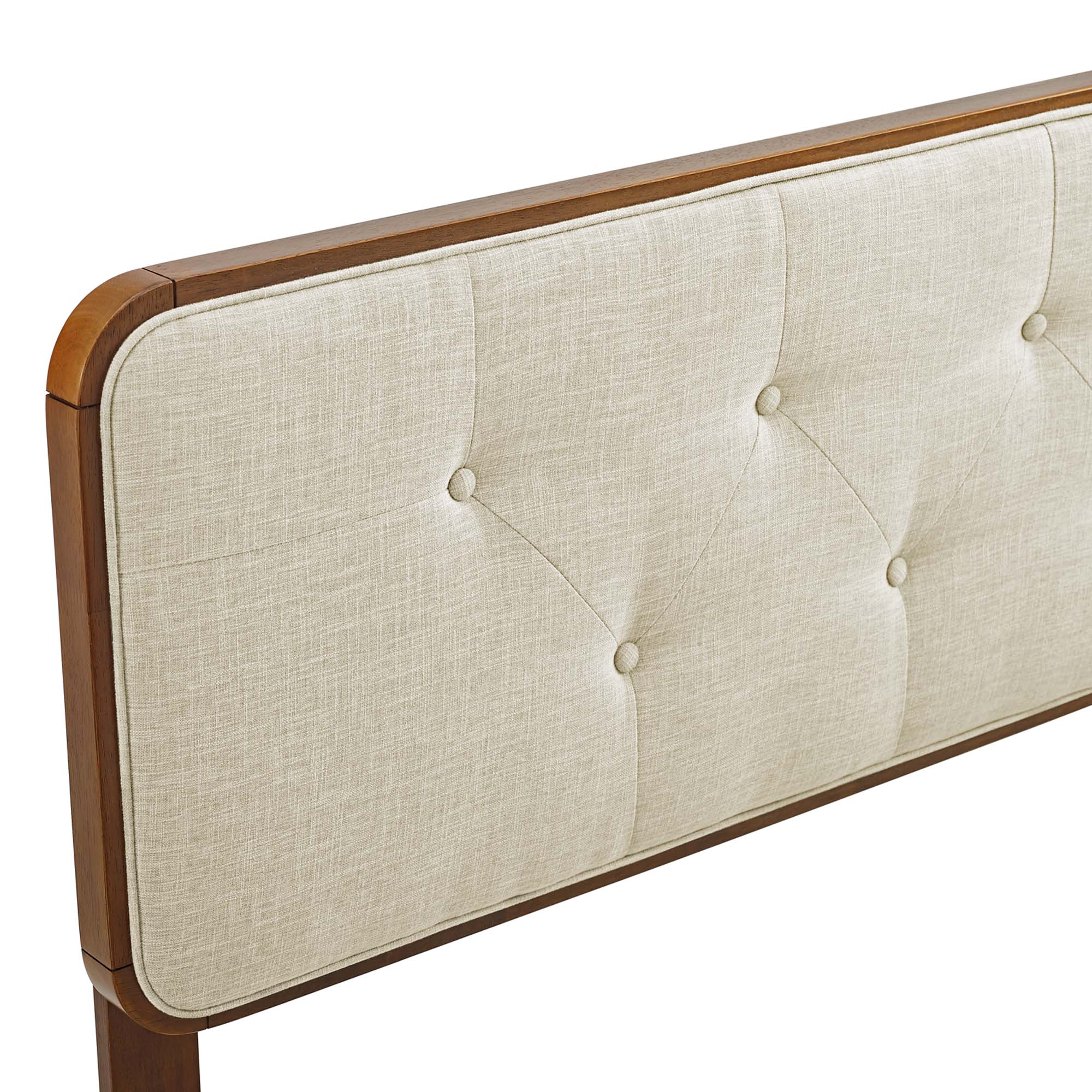 Collins Tufted Fabric and Wood Full Headboard - Walnut Beige