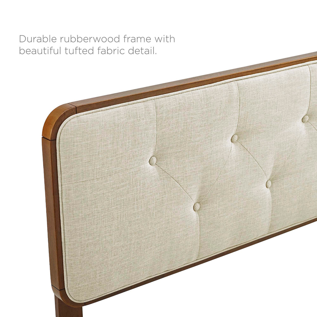 Collins Tufted Fabric and Wood Full Headboard - Walnut Beige