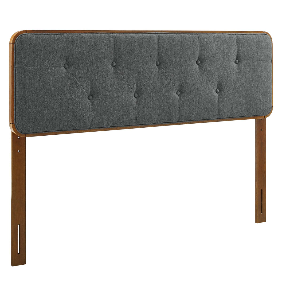 Collins Tufted Fabric and Wood Full Headboard - Walnut Charcoal