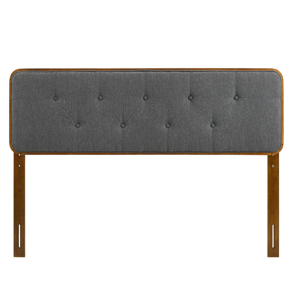 Collins Tufted Fabric and Wood Full Headboard - Walnut Charcoal