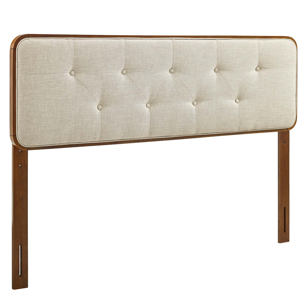 Collins Tufted Fabric and Wood Queen Headboard - Walnut Beige