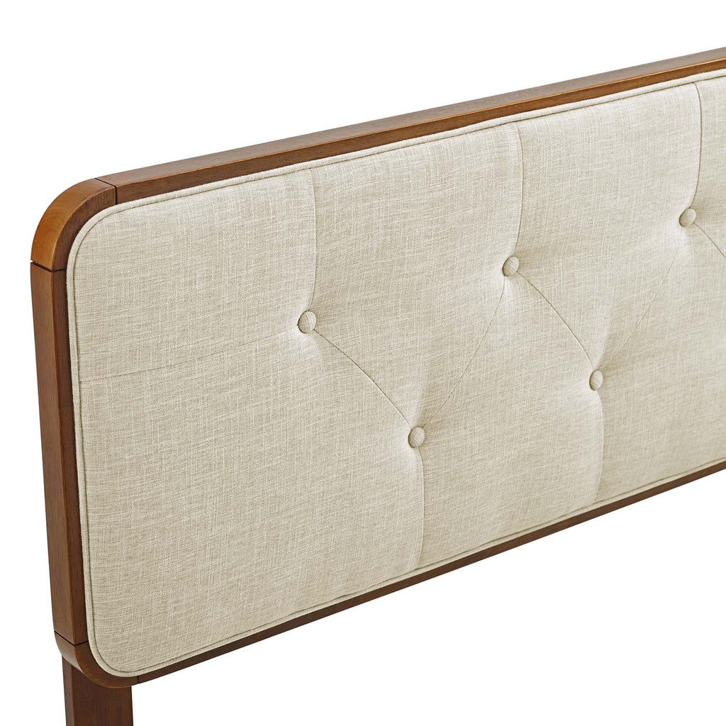 Collins Tufted Fabric and Wood Queen Headboard - Walnut Beige