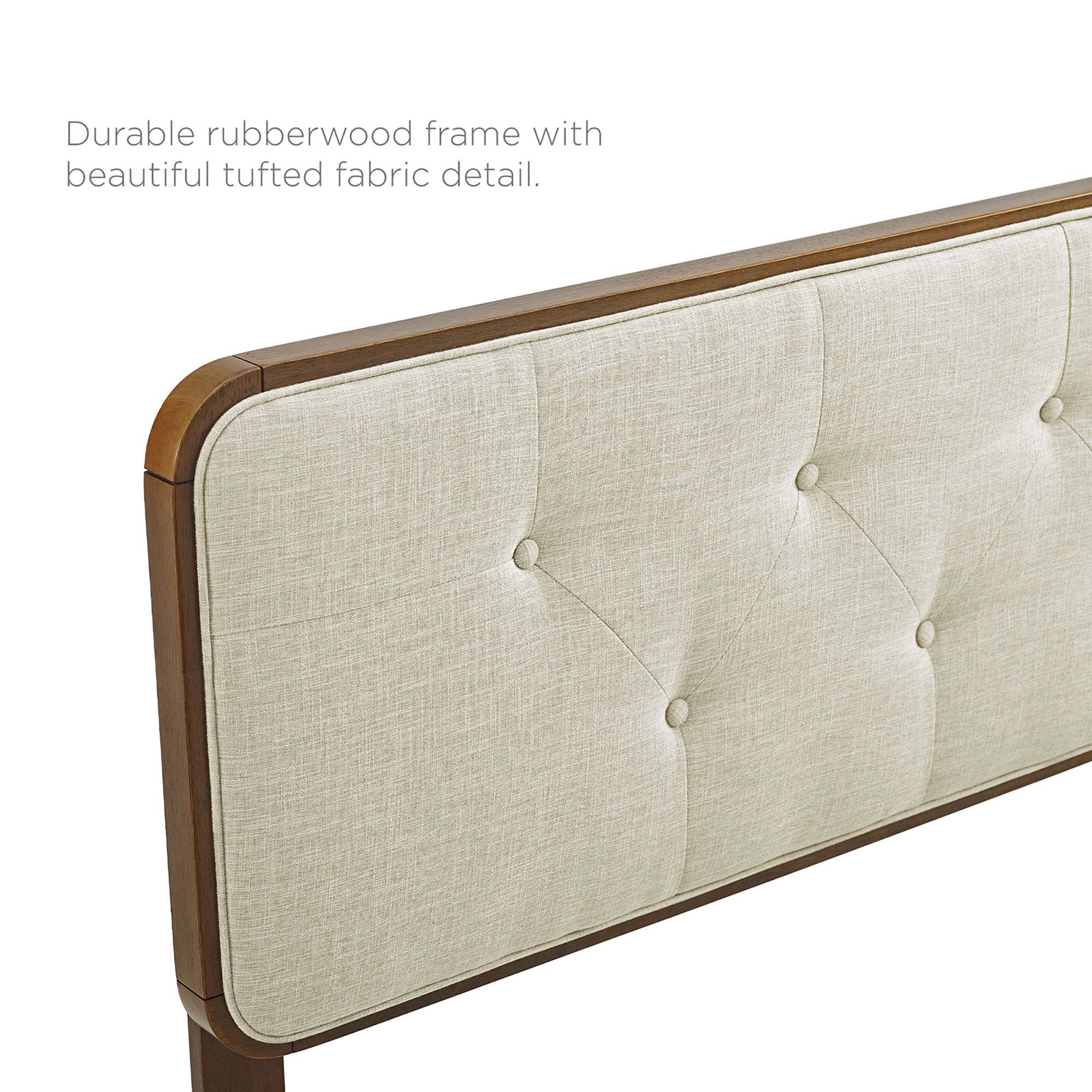 Collins Tufted Fabric and Wood Queen Headboard - Walnut Beige