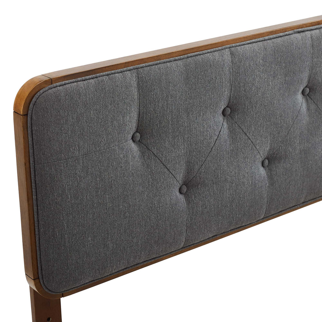 Collins Tufted Fabric and Wood Queen Headboard - Walnut Charcoal