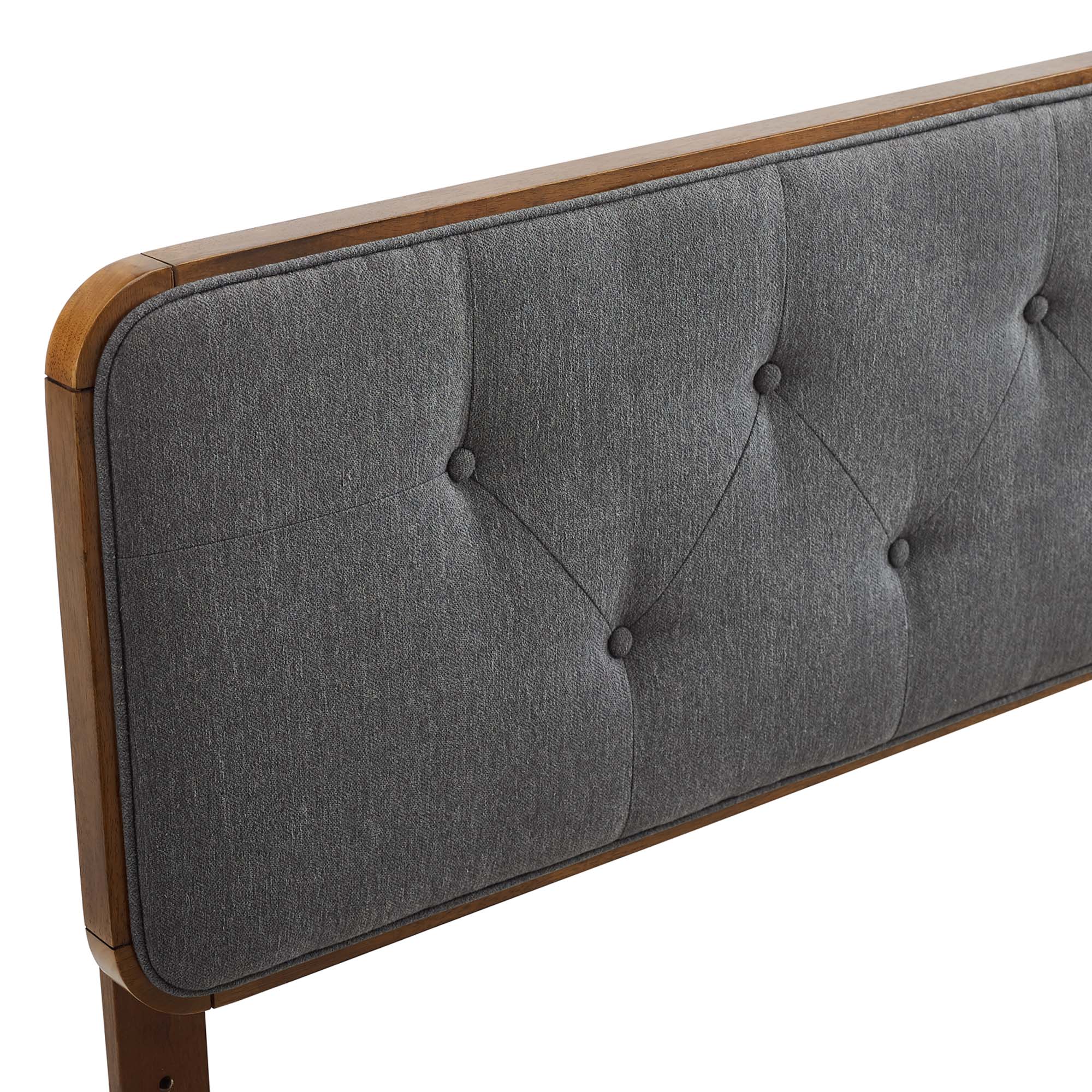 Collins Tufted Fabric and Wood Queen Headboard - Walnut Charcoal
